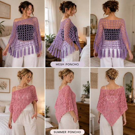 Crochet Poncho Patterns Bundle (Mesh + Summer Poncho)