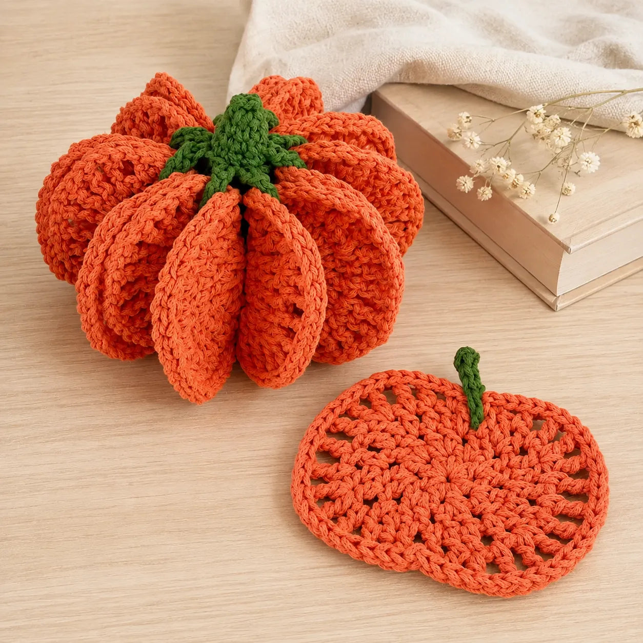 Pumpkin Coaster Set Crochet Pattern