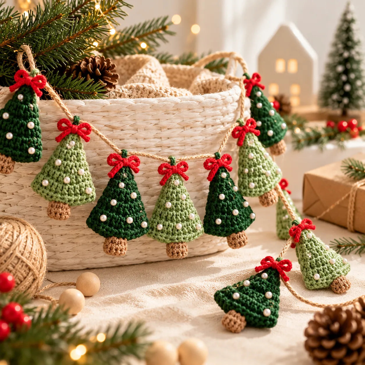 Merry & Mini Tree Garland Crochet Pattern