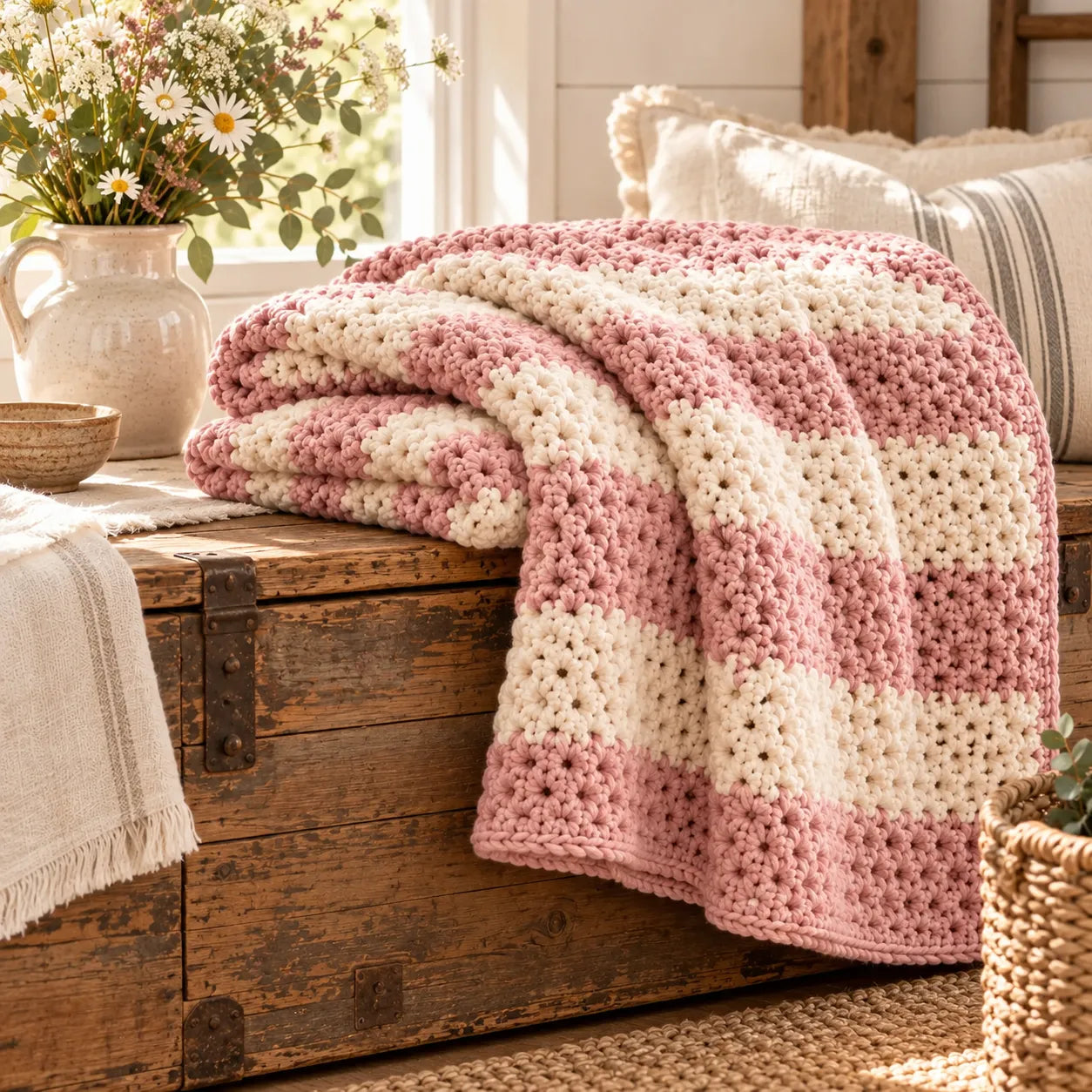 Rosy Rows Crochet Blanket Pattern