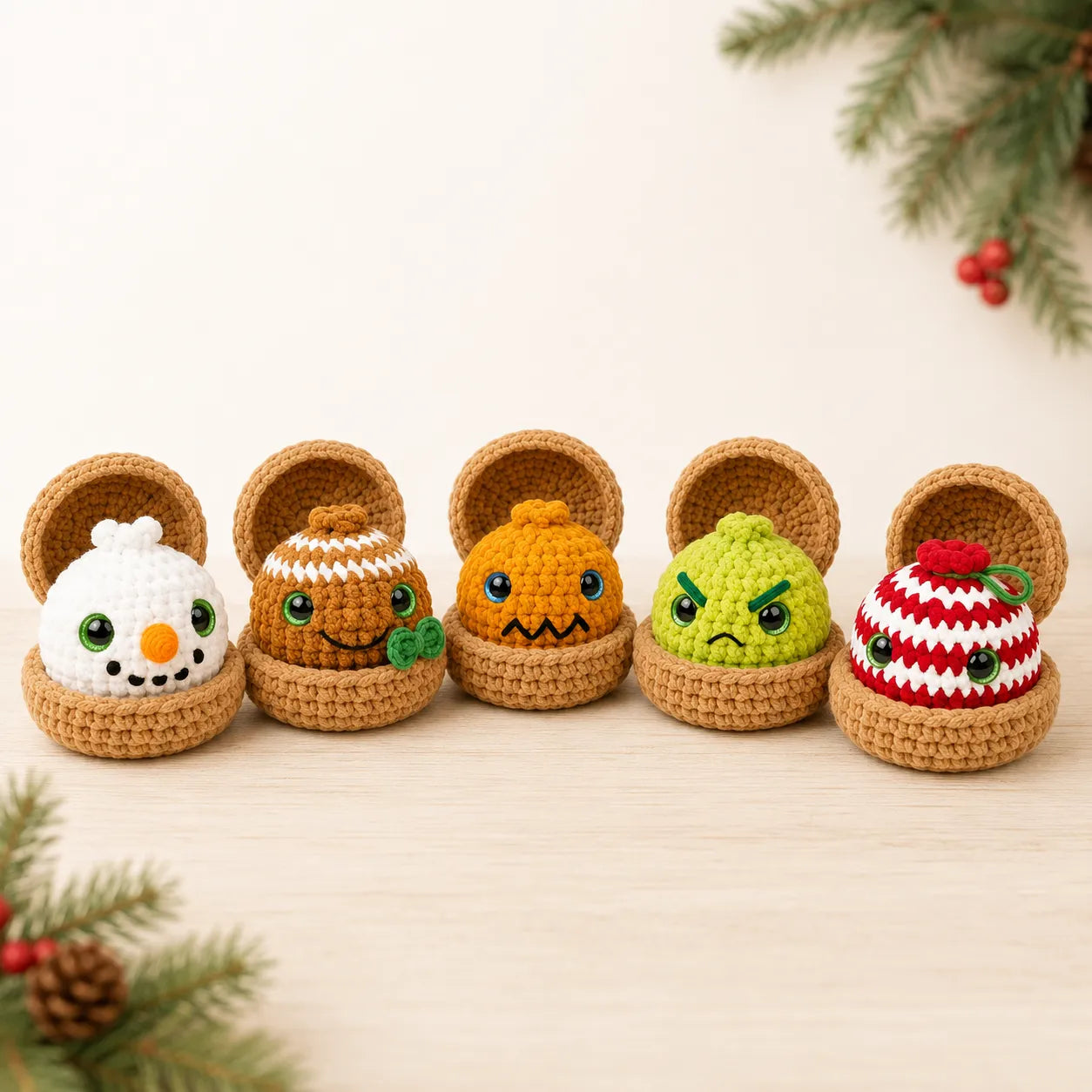 No-Sew Christmas Dumplings & Steamer Crochet Pattern