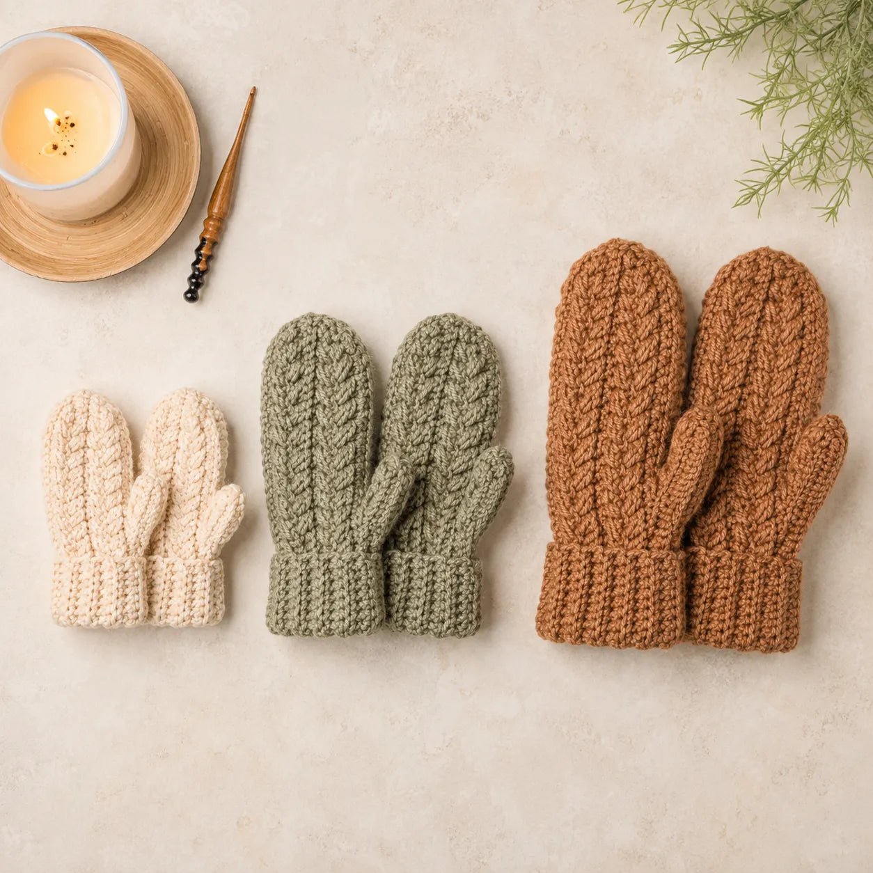 The Cozy Crochet Ridge Mittens