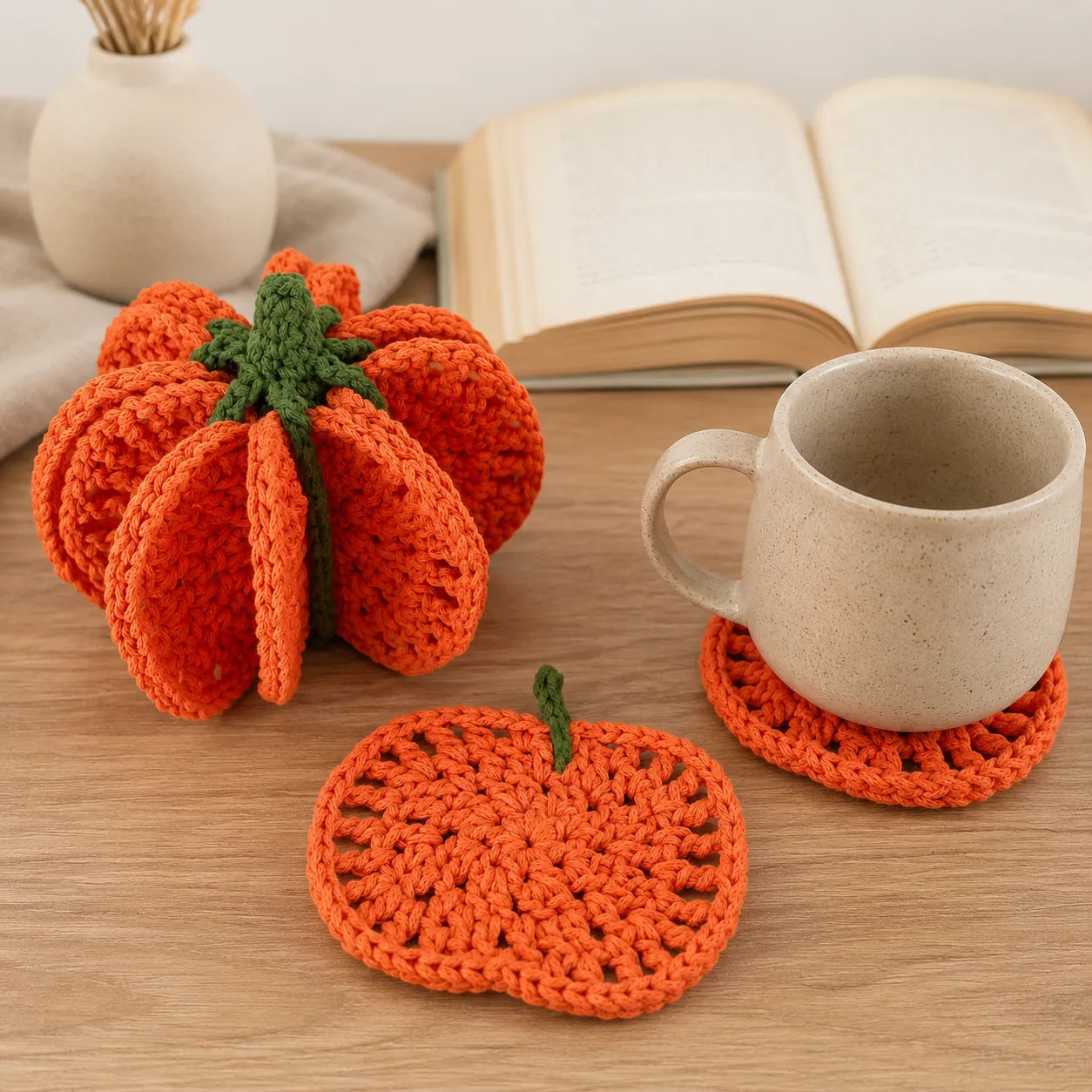 Pumpkin Coaster Set Crochet Pattern
