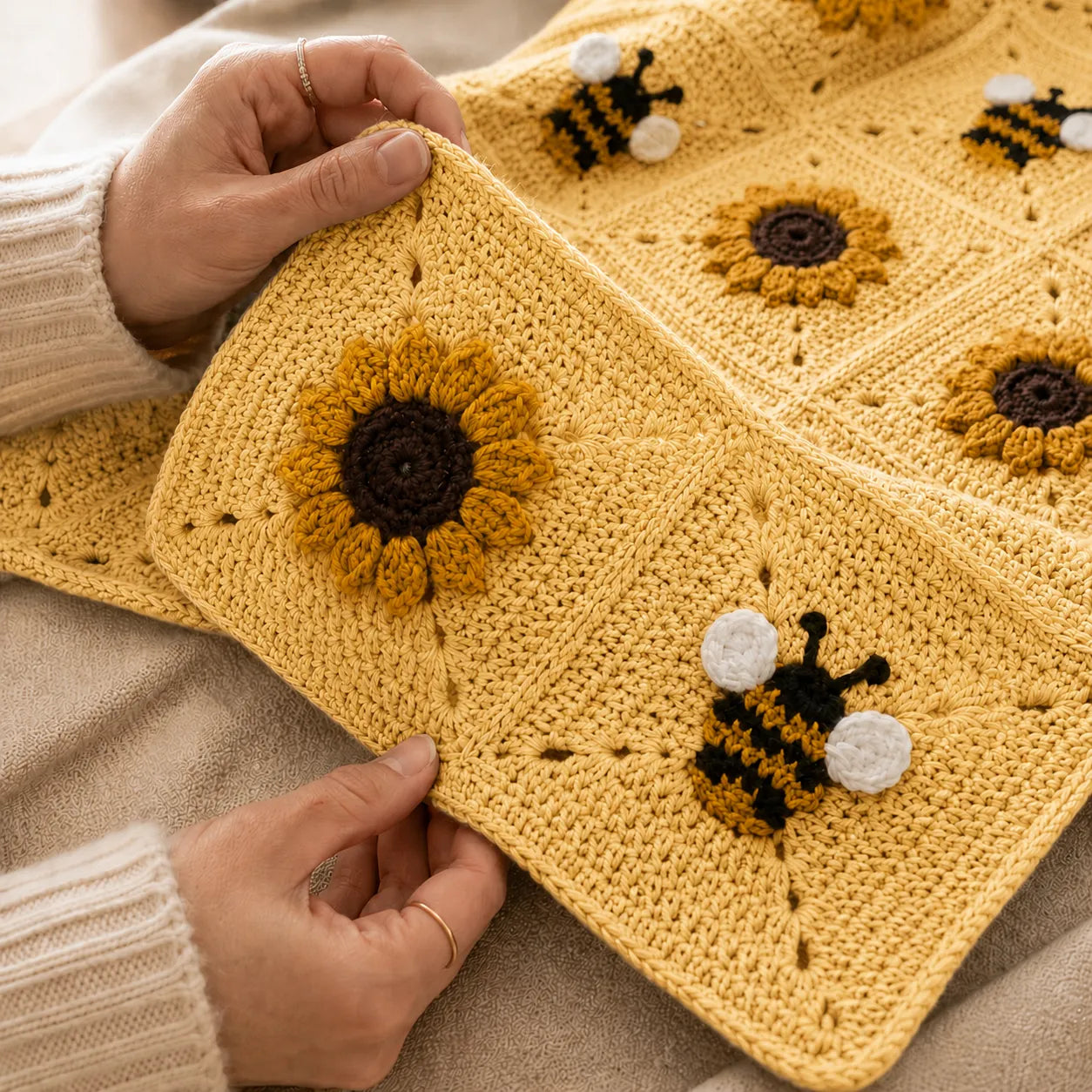 Sunflower & Bee Blanket Crochet Pattern