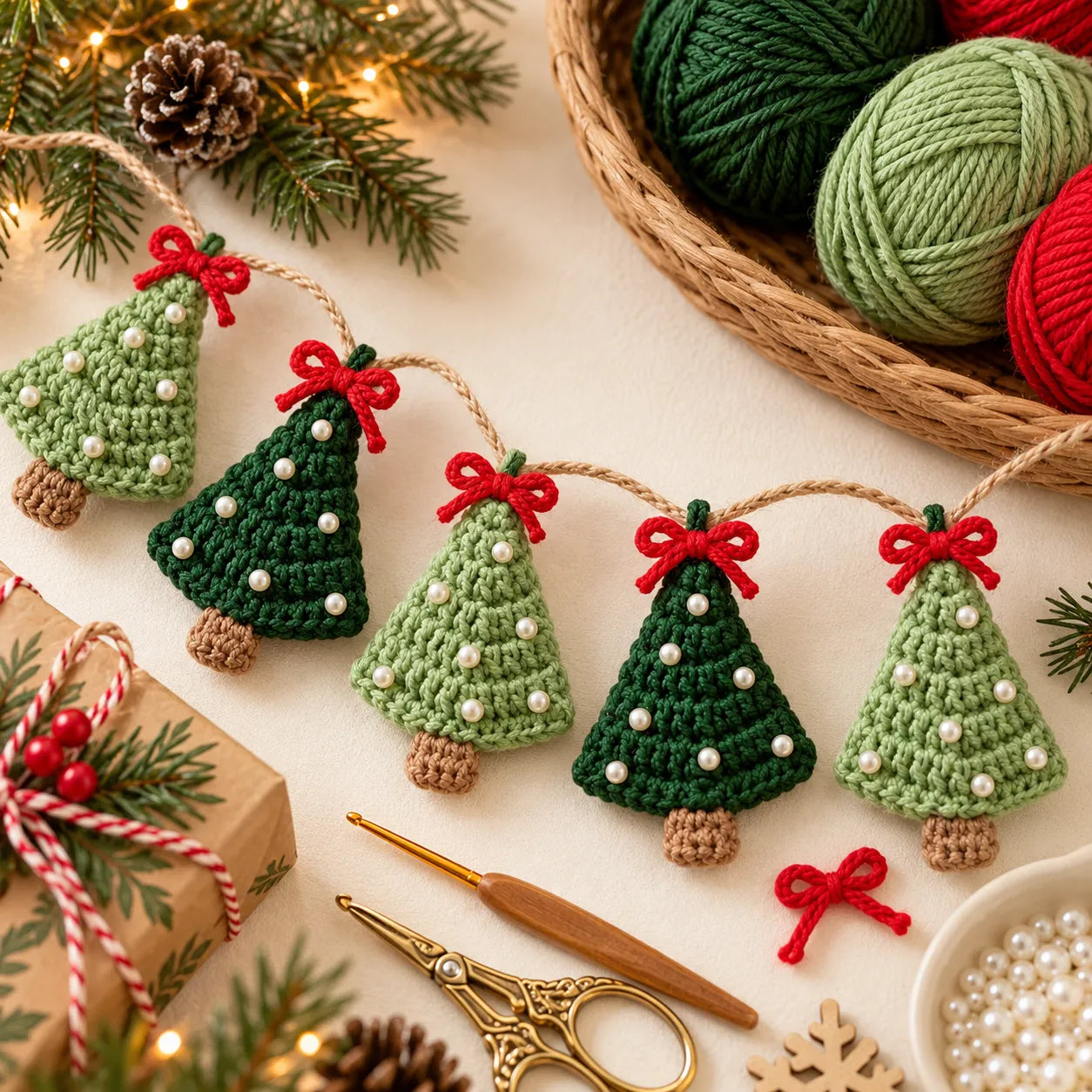 Merry & Mini Tree Garland Crochet Pattern