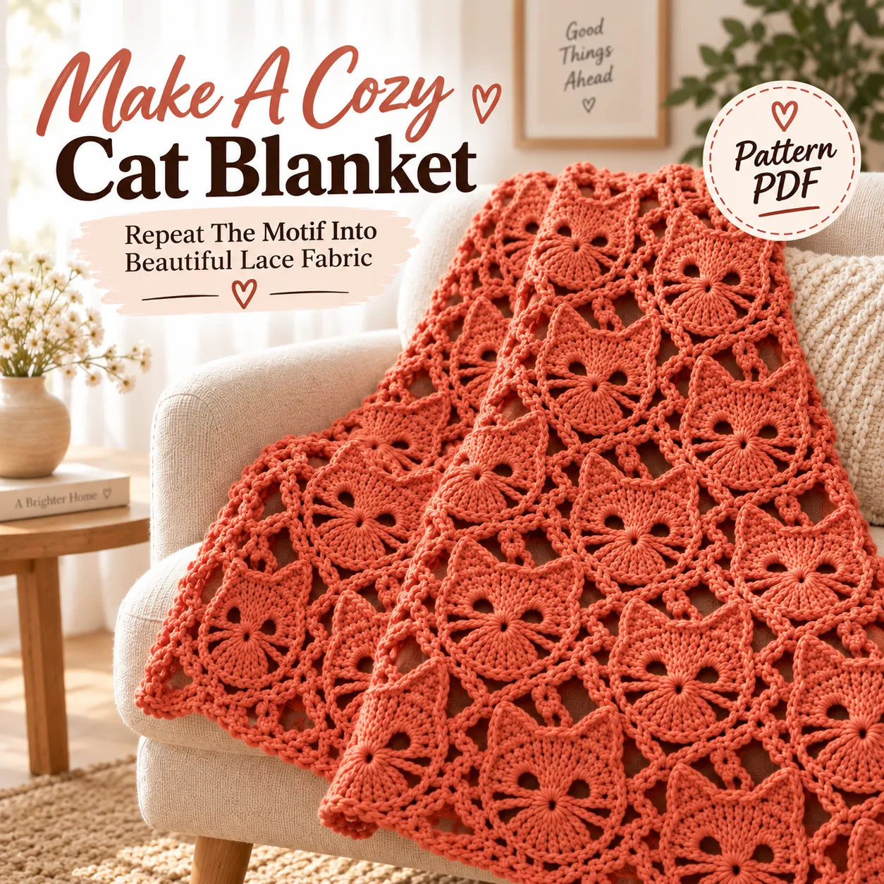 Cat Granny Face Crochet Motif Pattern