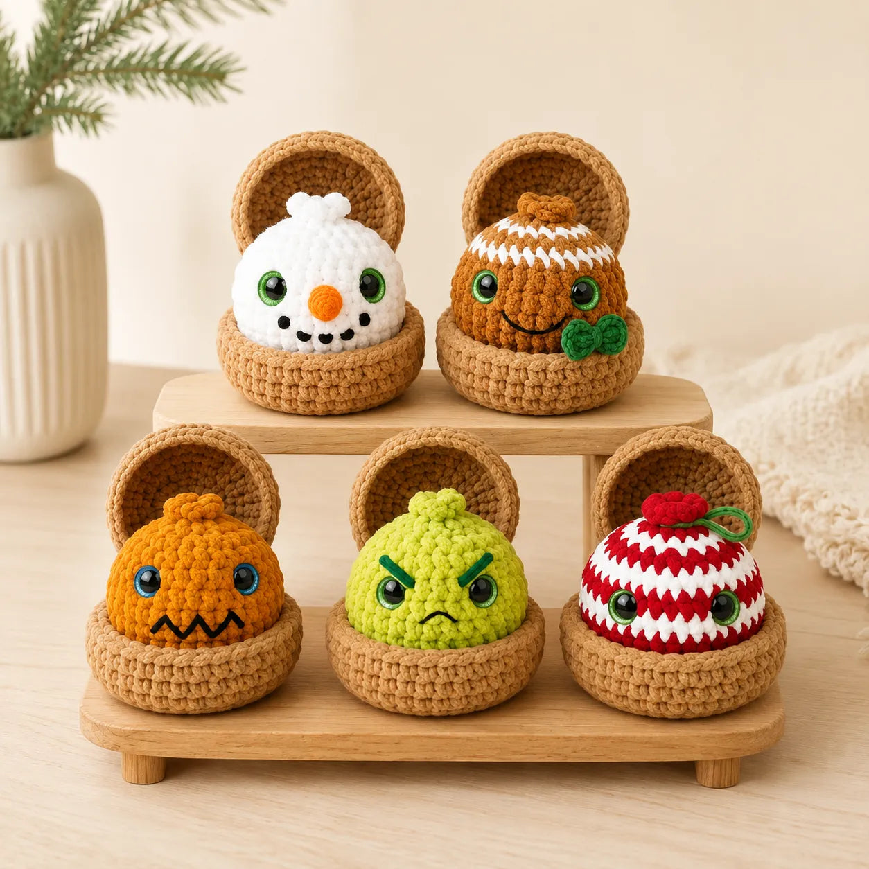 No-Sew Christmas Dumplings & Steamer Crochet Pattern