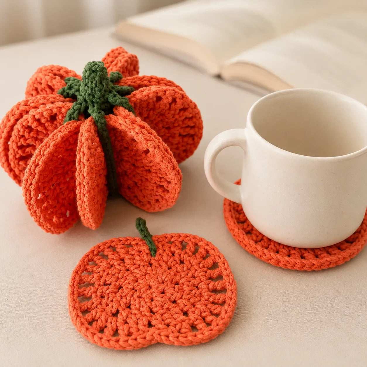 Pumpkin Coaster Set Crochet Pattern