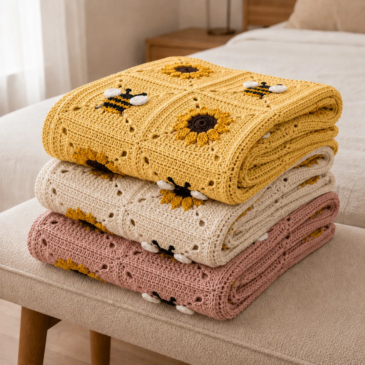 Sunflower & Bee Blanket Crochet Pattern