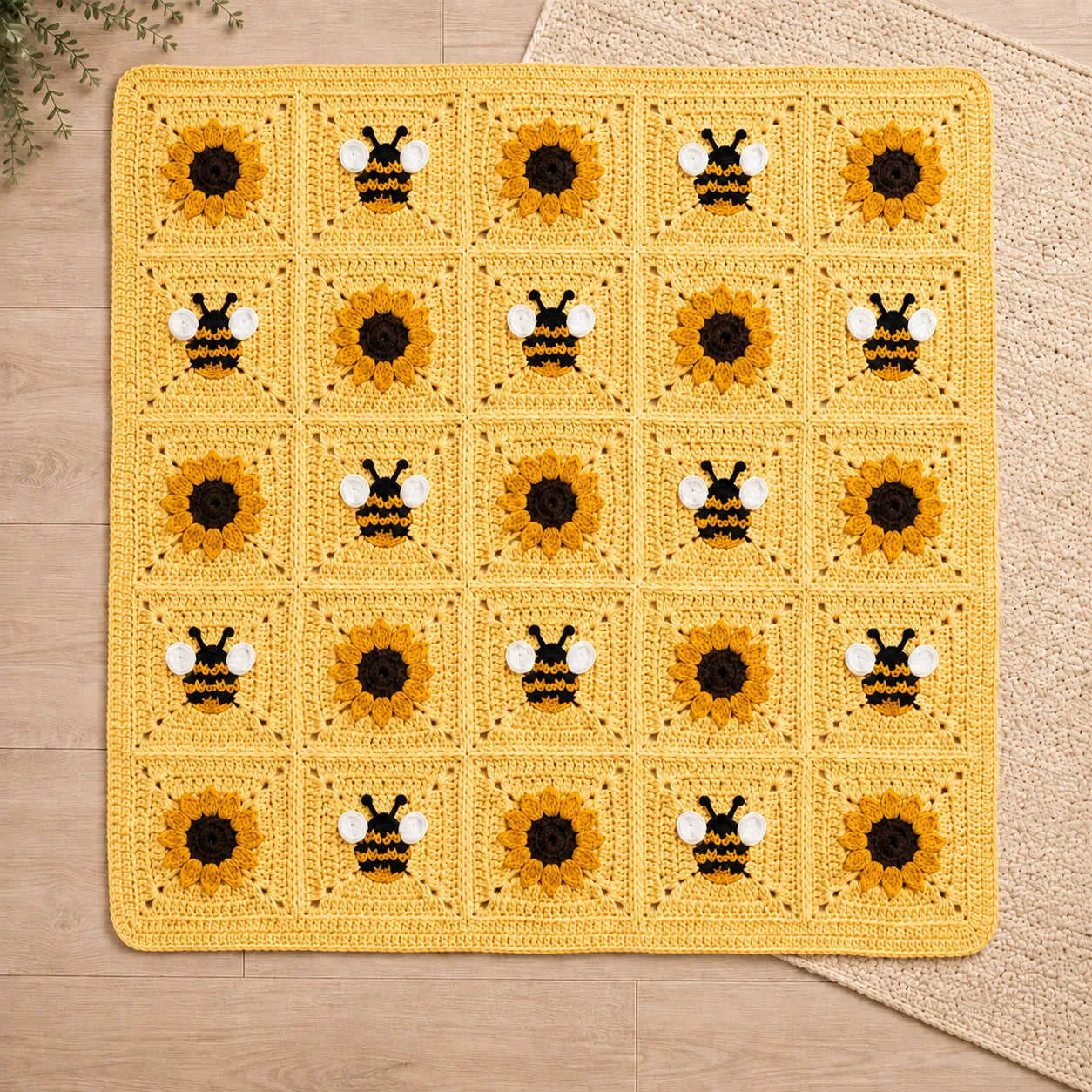 Sunflower & Bee Blanket Crochet Pattern