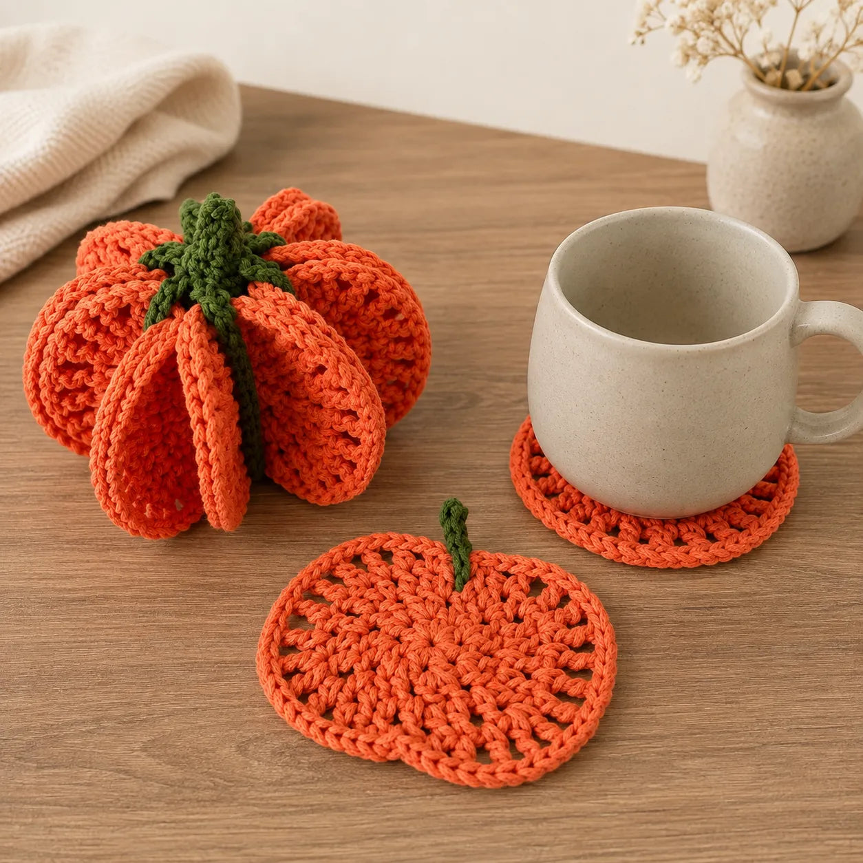Pumpkin Coaster Set Crochet Pattern