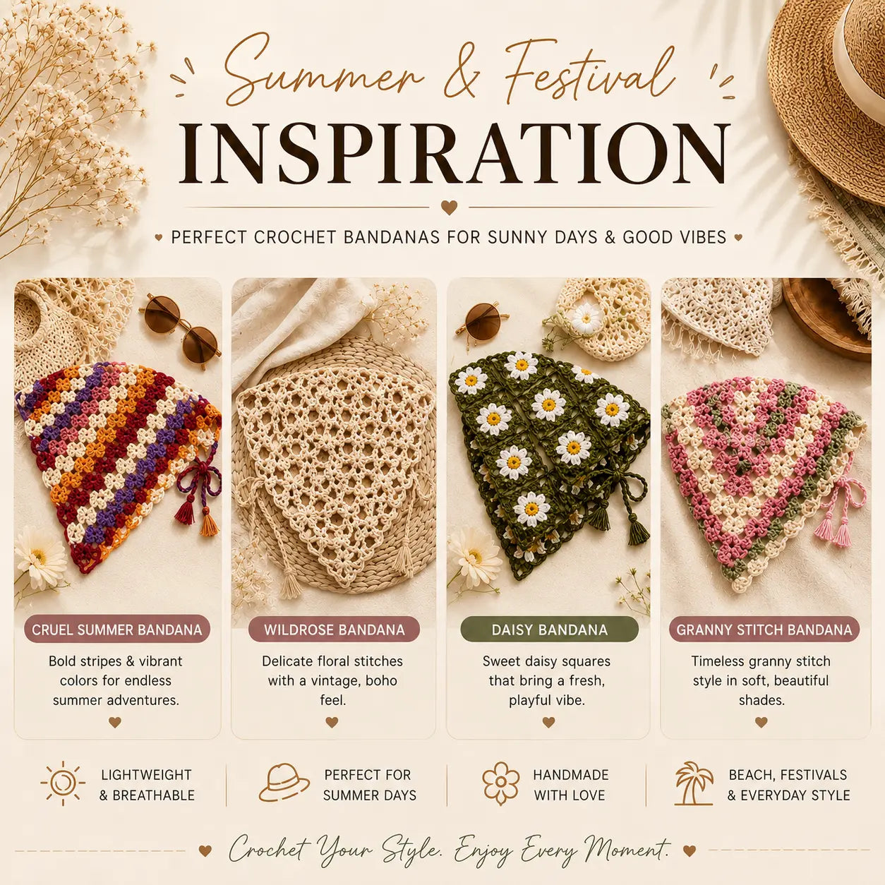 10 in One Crochet Bandana Patterns