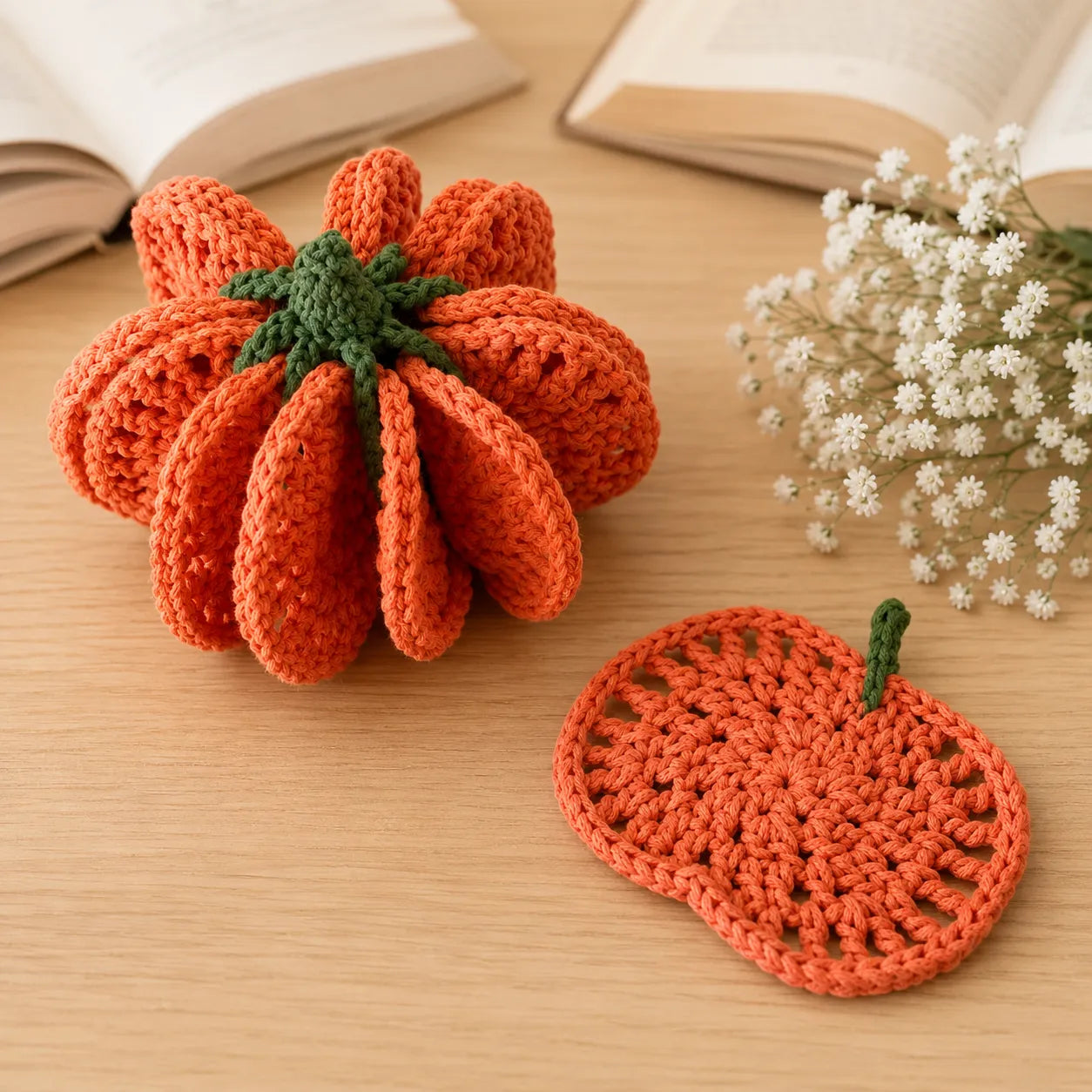 Pumpkin Coaster Set Crochet Pattern