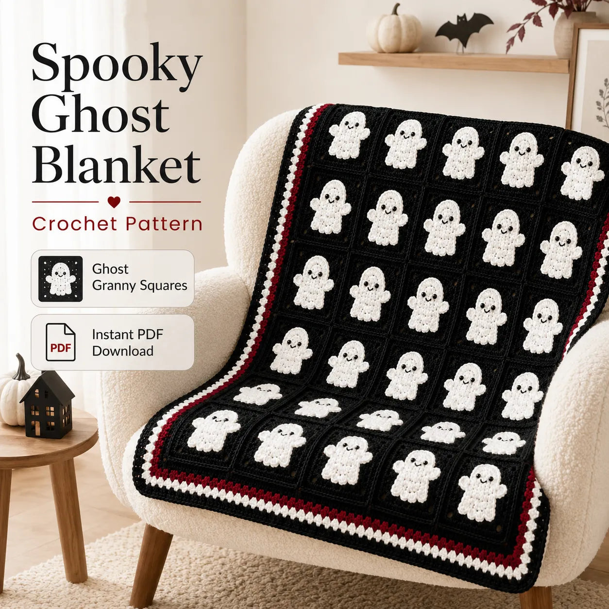 Spooky Ghost Blanket Crochet Pattern