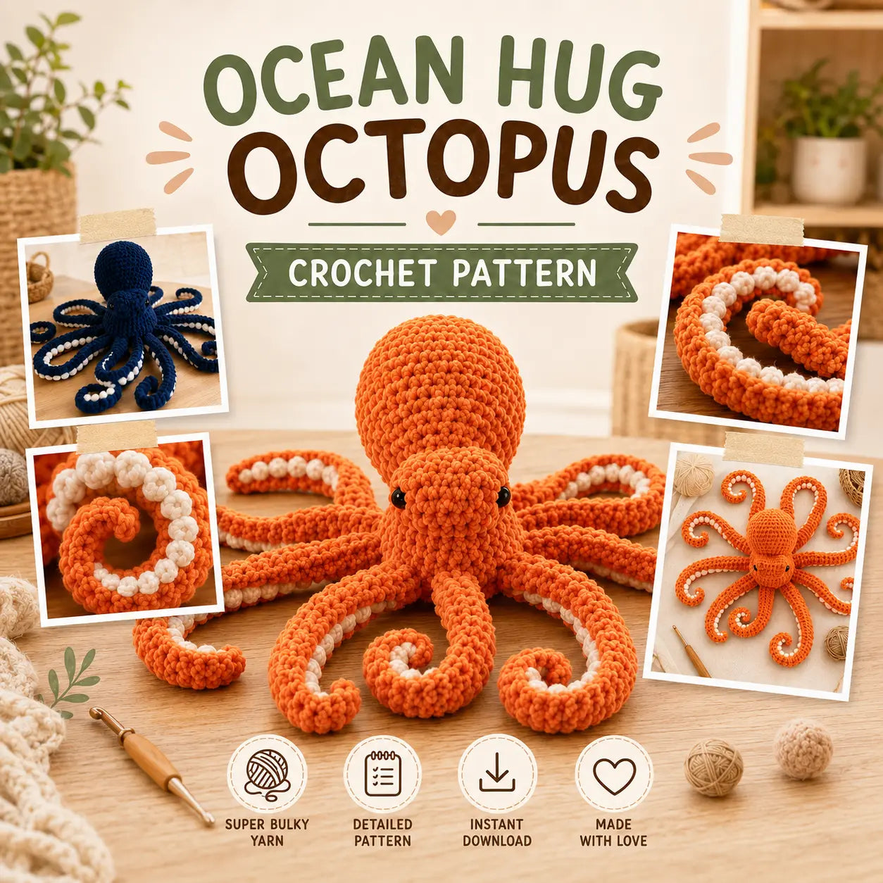 Crochet Ocean Hug Octopus Pattern