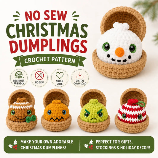No-Sew Christmas Dumplings & Steamer Crochet Pattern