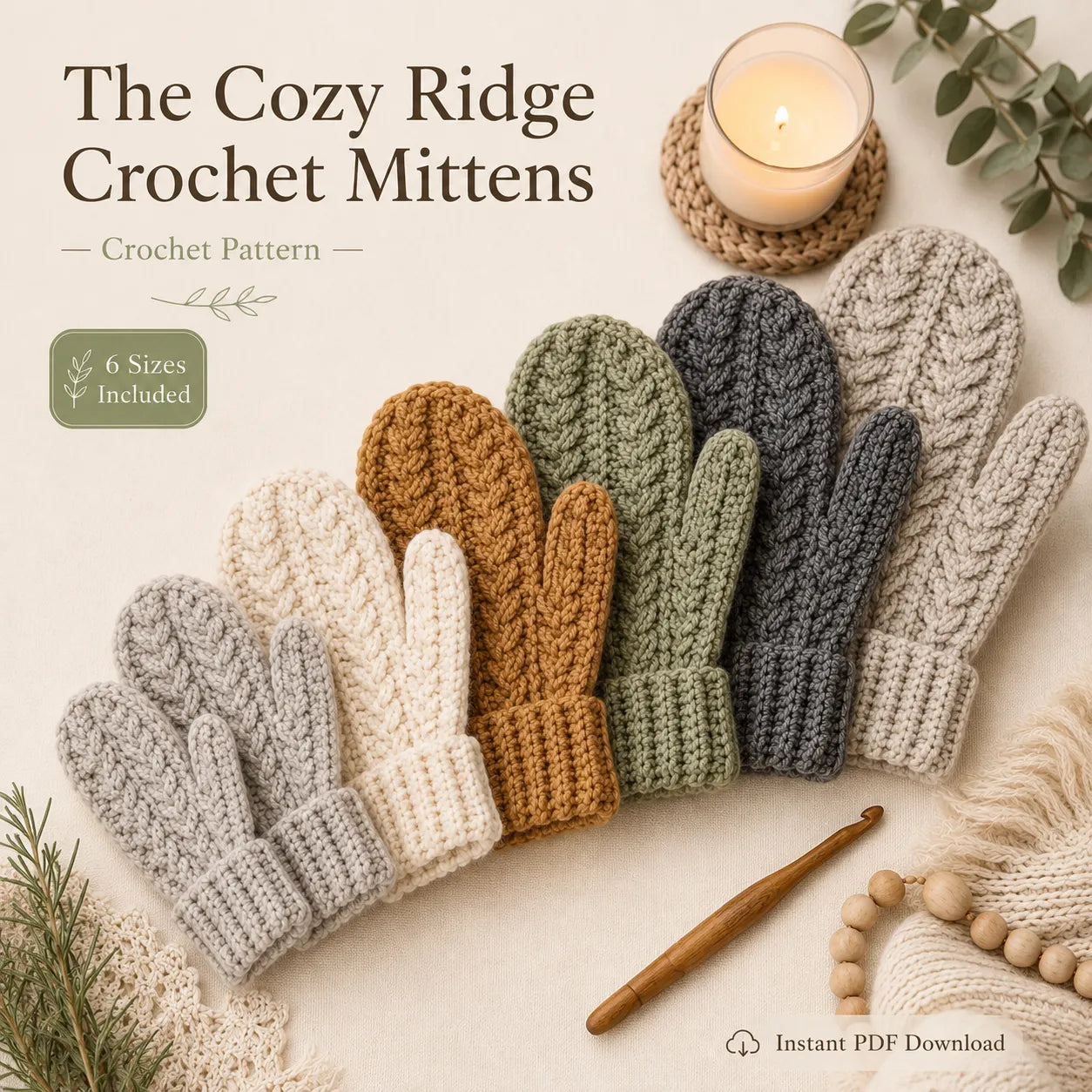 The Cozy Crochet Ridge Mittens