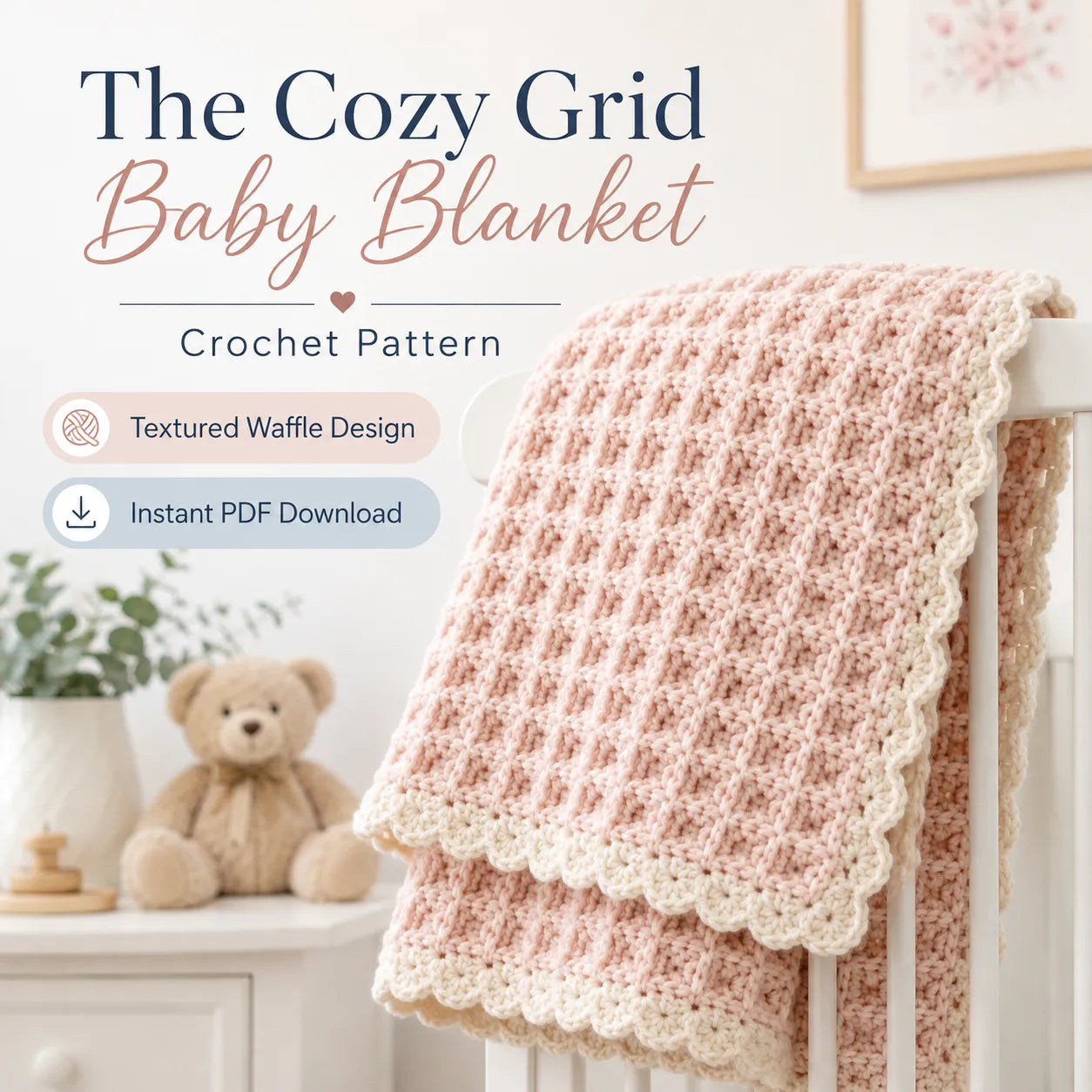 The Cozy Grid Baby Blanket Crochet Pattern
