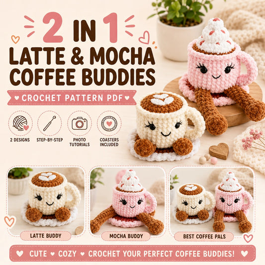 Latte & Mocha Coffee Buddies Crochet Pattern ☕💗