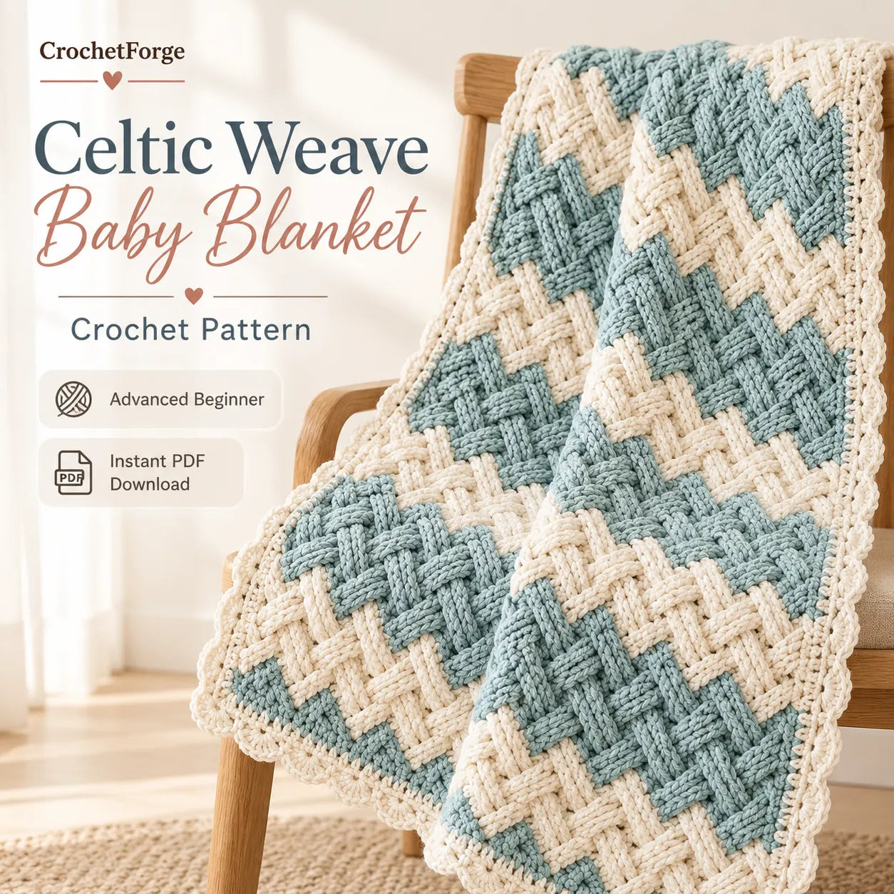 Celtic Weave Baby Blanket Crochet Pattern