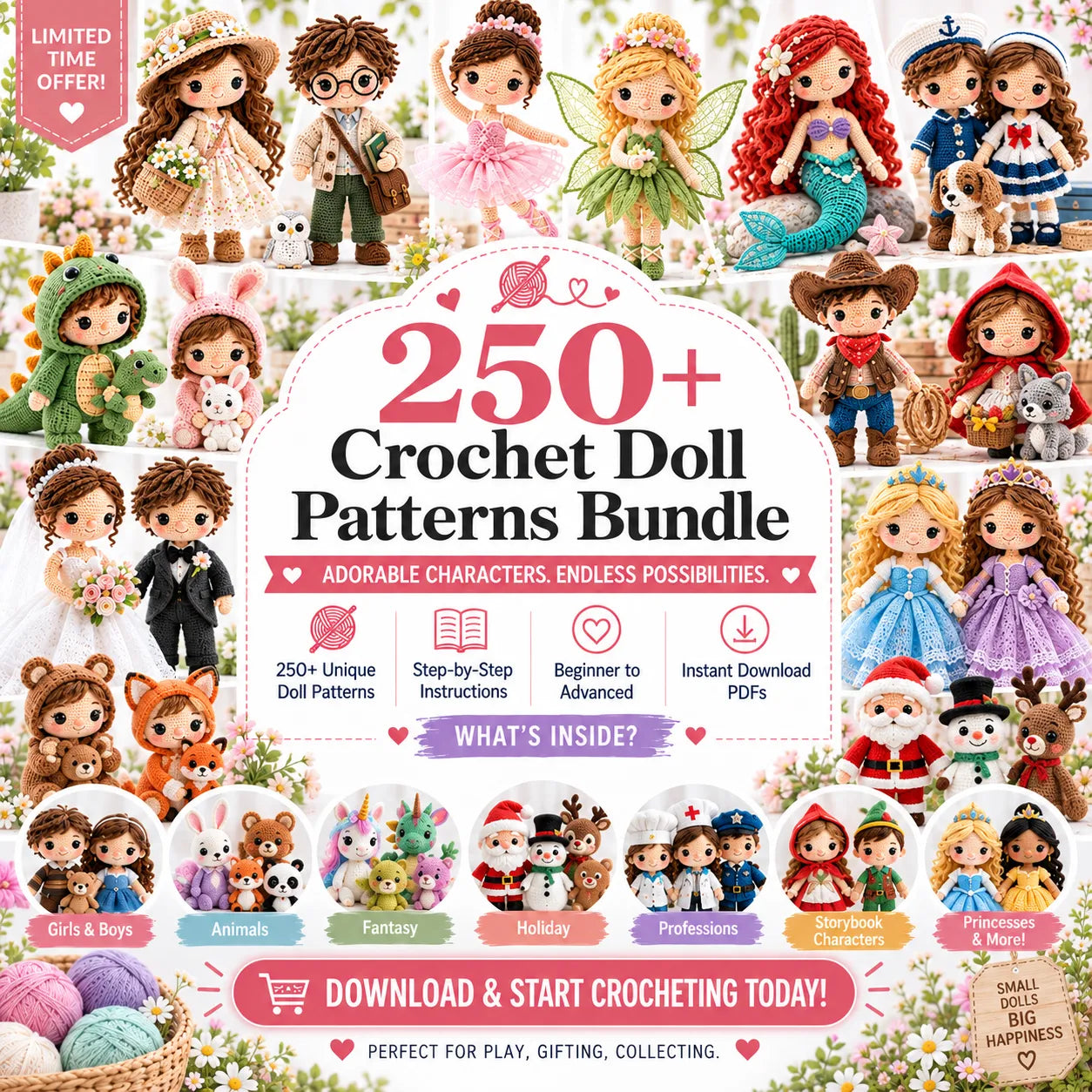 250+ Crochet Doll Patterns Mega Bundle