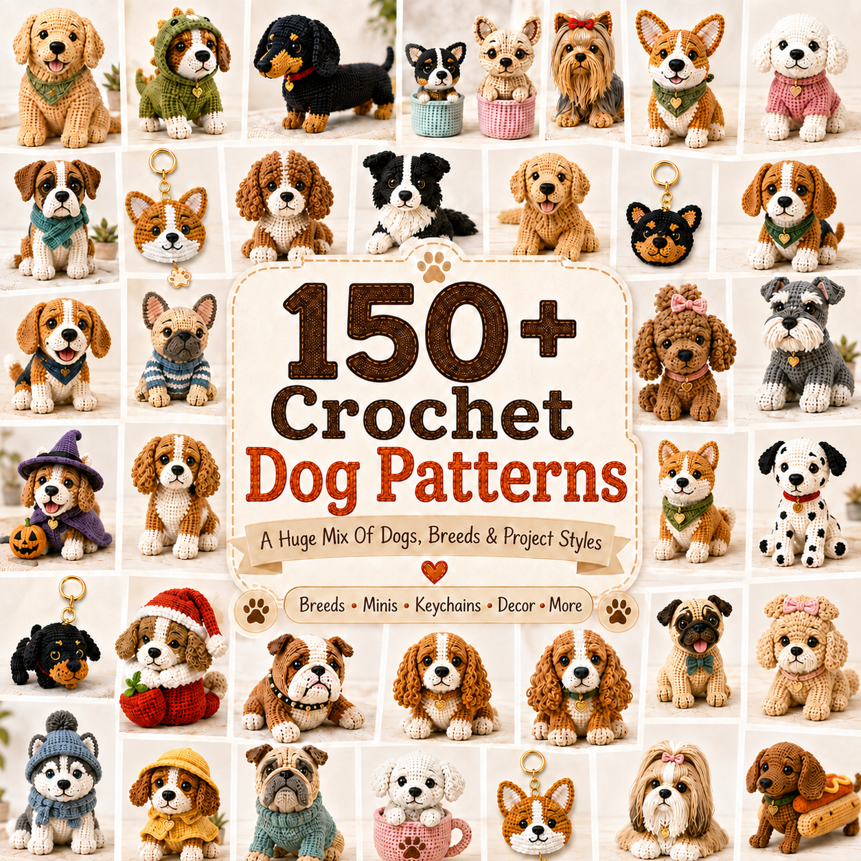 150+ Dogs Crochet Patterns Bundle