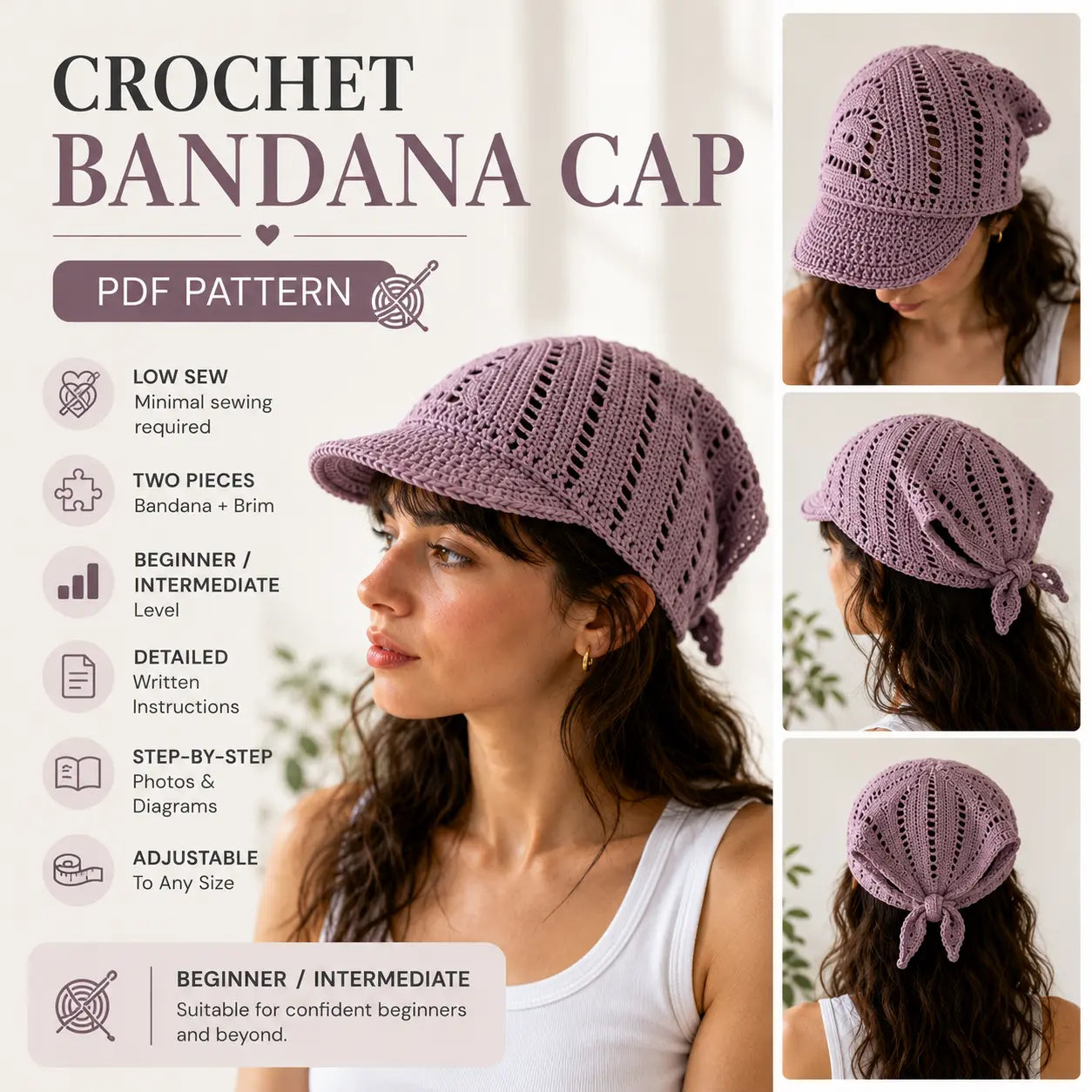 Crochet Bandana Cap Pattern