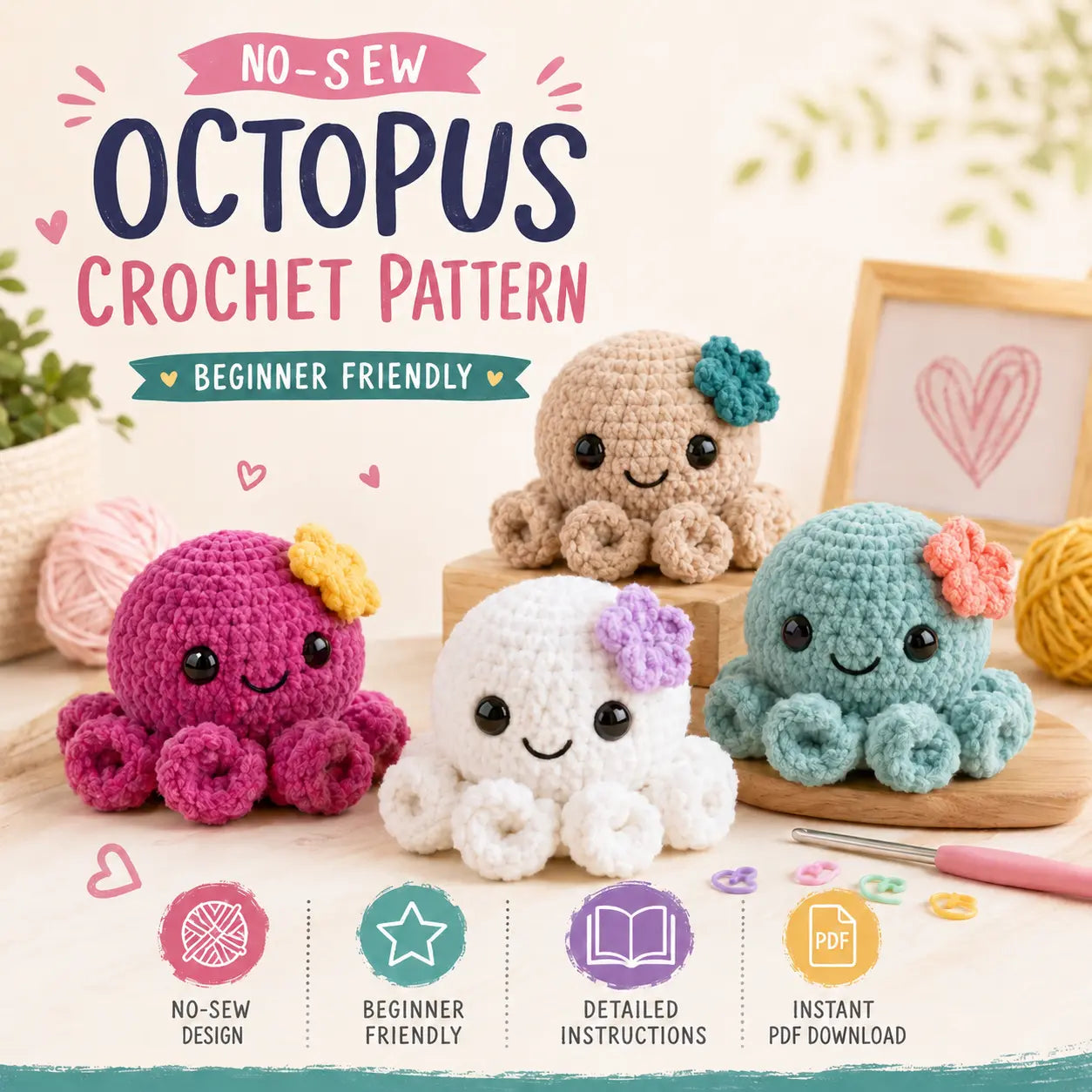 Crochet No Sew Octopus Pattern