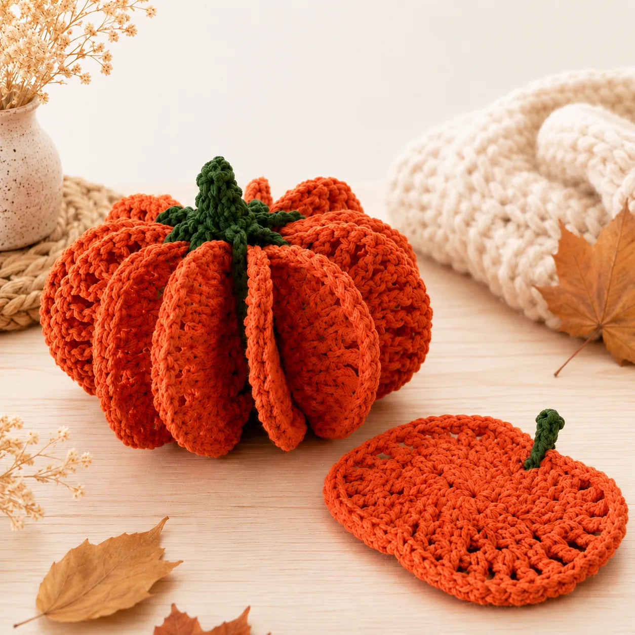 Pumpkin Coaster Set Crochet Pattern