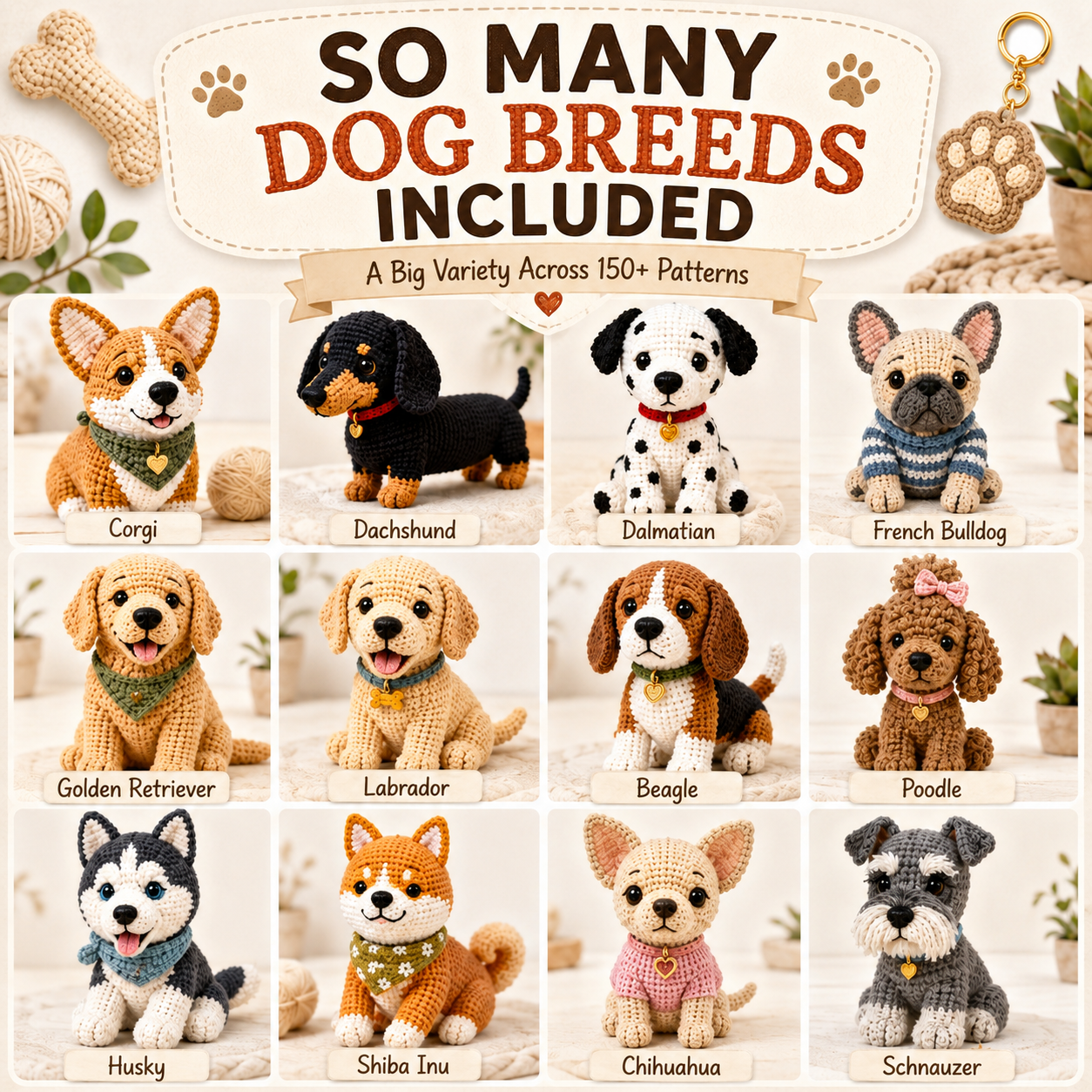 150+ Dogs Crochet Patterns Bundle