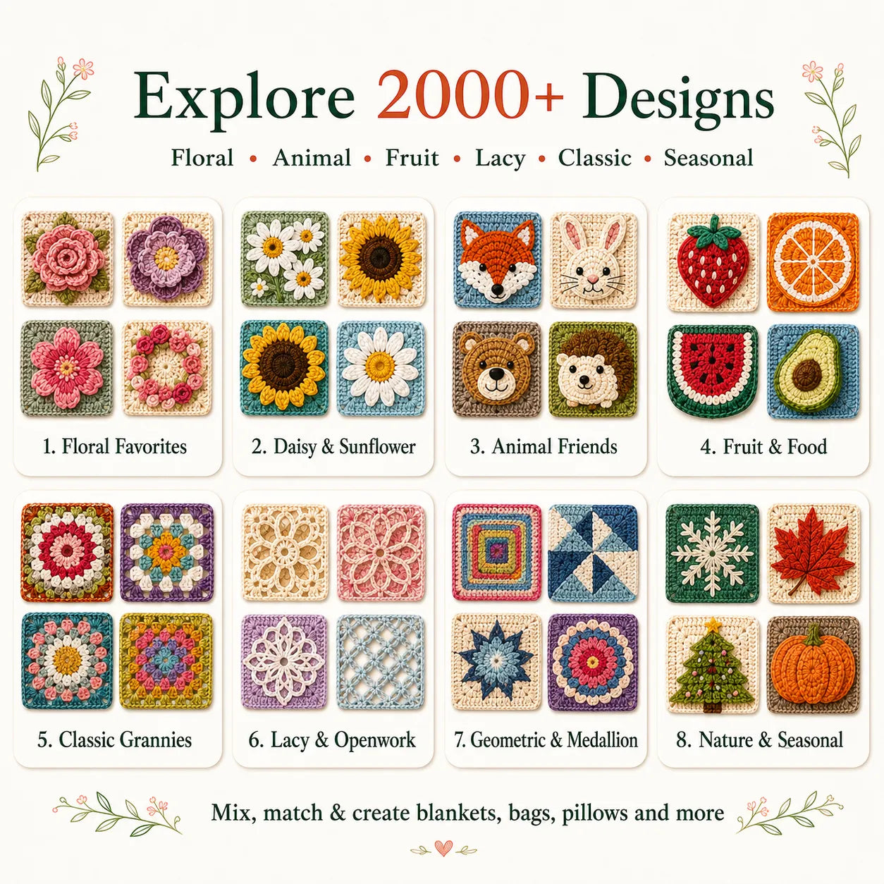 2000+ Granny Square Crochet Patterns