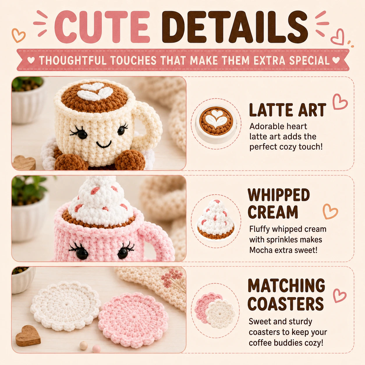 Latte & Mocha Coffee Buddies Crochet Pattern ☕💗