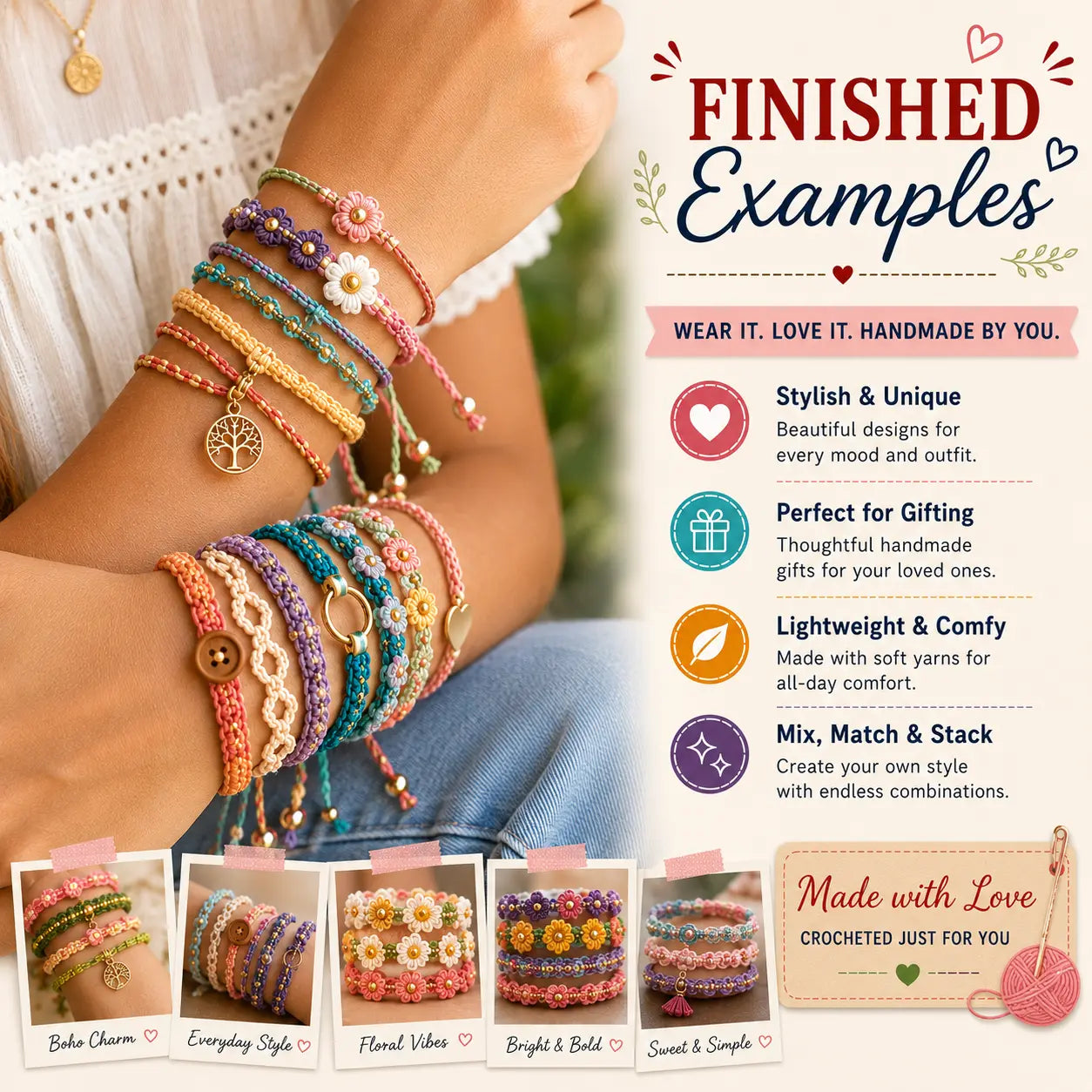 20 in 1 Crochet Bracelet Patterns Bundle