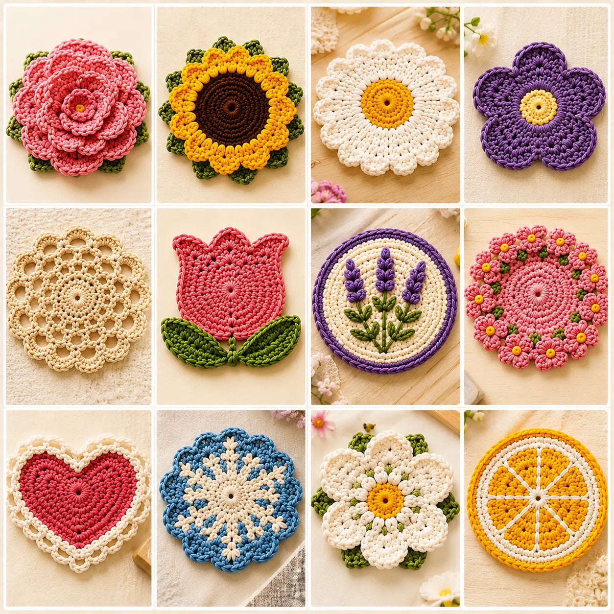 25 in 1 Flower Coaster Crochet Patterns
