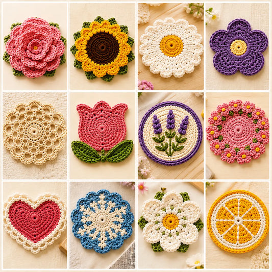 25 in 1 Flower Coaster Crochet Patterns