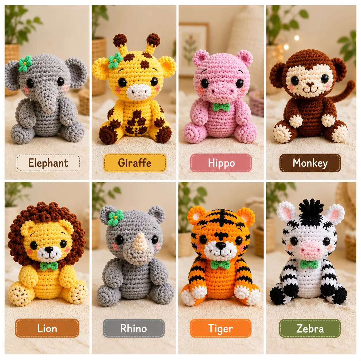 8 in 1 Crochet Mini Animals Patterns