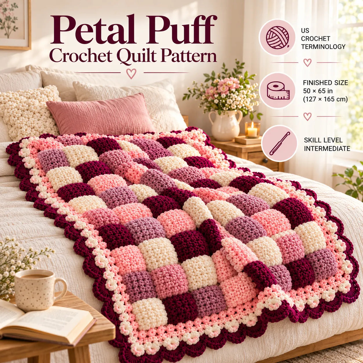 Petal Puff Crochet Quilt Pattern