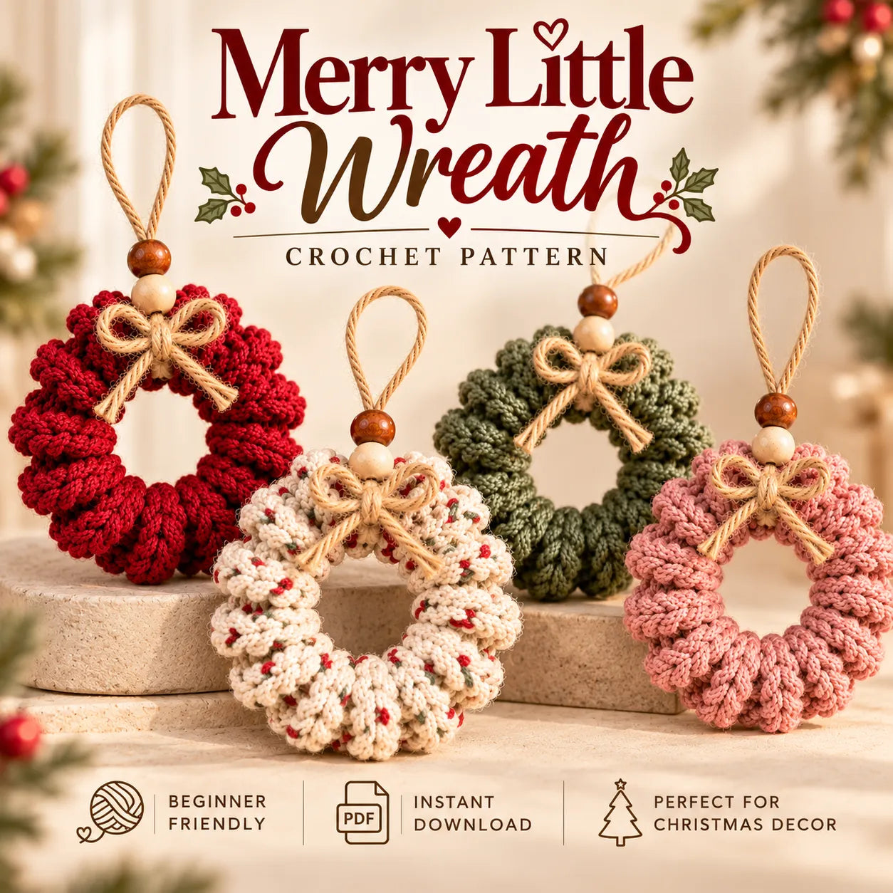 Merry Little Wreath Crochet Pattern – Crochet Forge