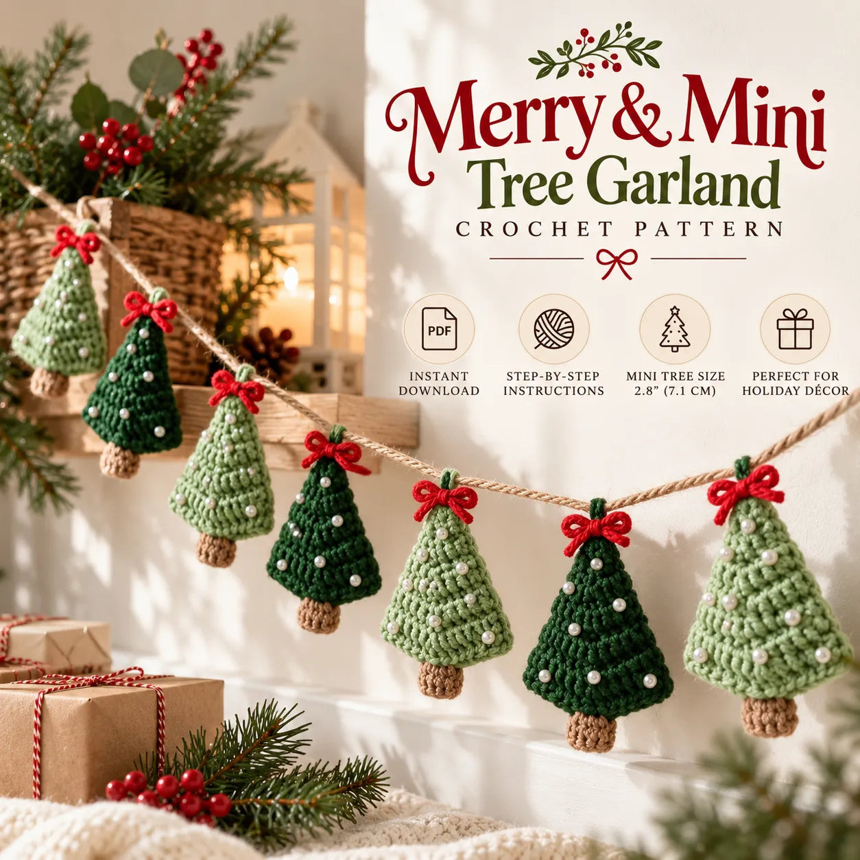Merry & Mini Tree Garland Crochet Pattern