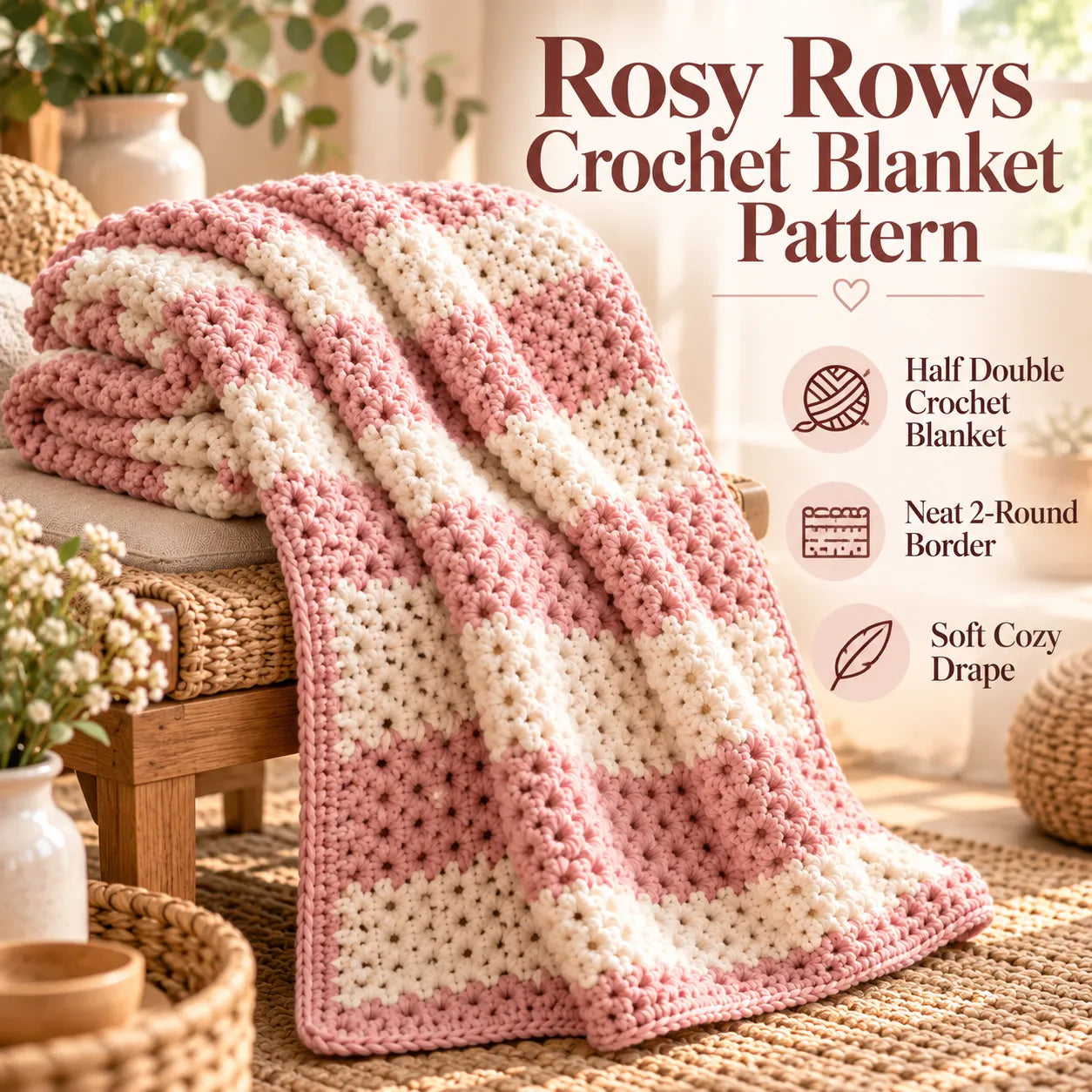 Rosy Rows Crochet Blanket Pattern
