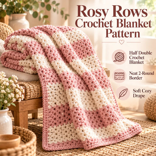 Rosy Rows Crochet Blanket Pattern